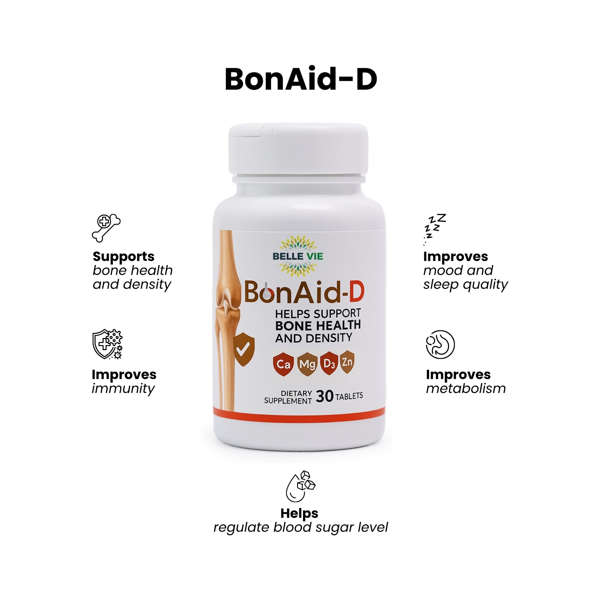 Bonaid-D Bone Health and Density (Ca, Mg, D3, Zn)