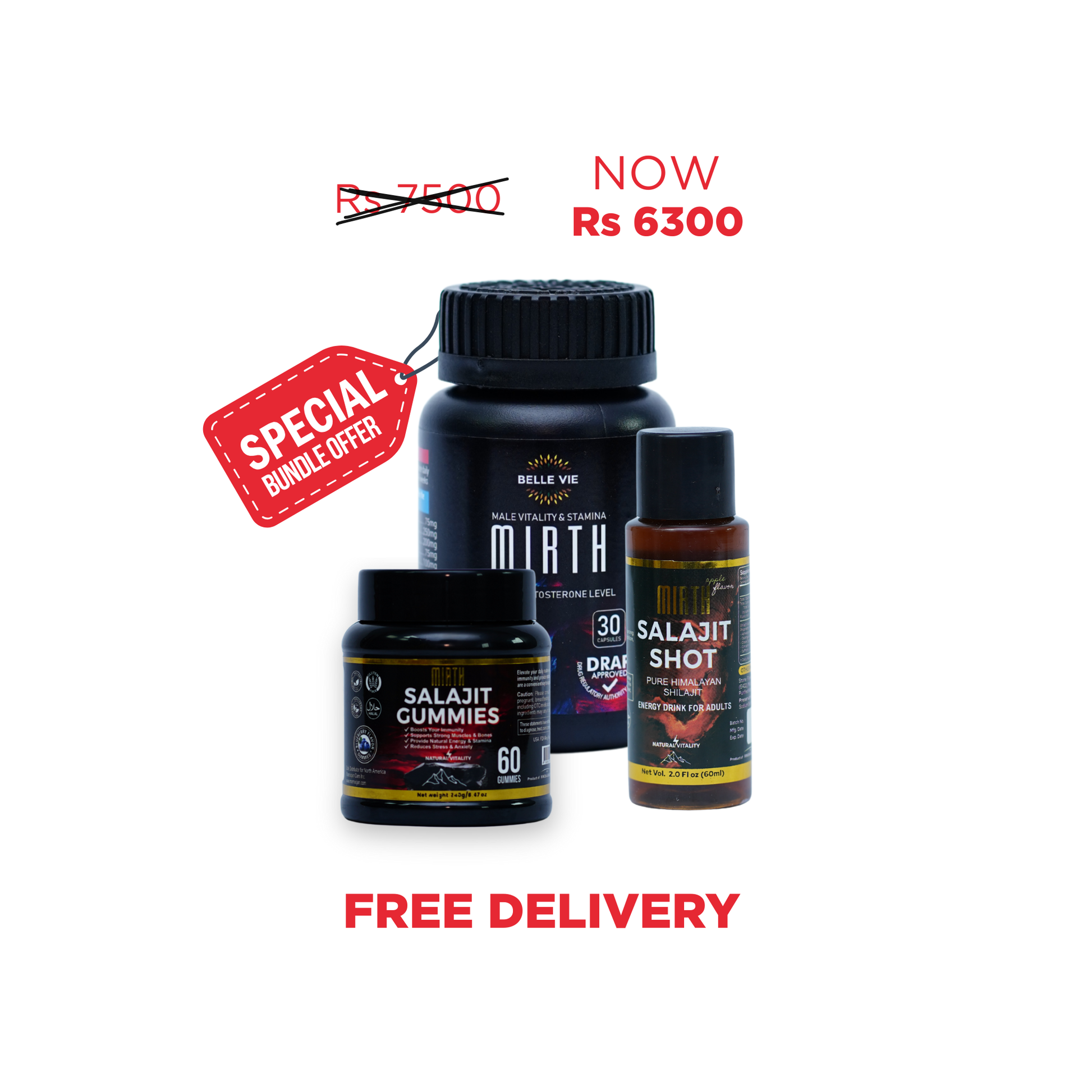 Mirth Power Pack - Shilajit Gummies, Capsules & Shots